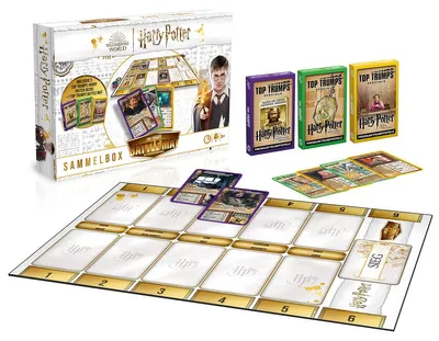 Image de Tapis de jeu « Harry Potter » avec trois jeux de cartes Top Trumps et un jeu de Quartett