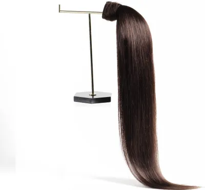 Produktbild von chaarmant Ponytail Extensions Echthaar 55 cm 100 g – Zopf Haarteil #2 Dunkelbraun