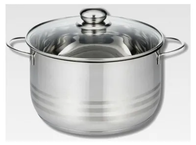 Produktbild von Kochtopf aus Edelstahl, Induktion, 20 cm, Glasdeckel, Grau
