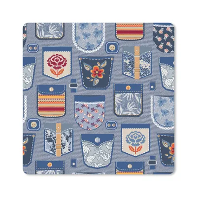 Produktbild von MuchoWow® Mauspad Mousepad Hosen - Denim - Aufnäher - Schnittmuster 20x20 cm - Mousepads - Maus Mat - Pad - Mausunterlage - Desk Mat - Bureauartikeln