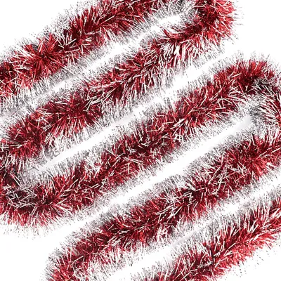 Weihnachts-Lametta-Girlande, 10 m, Rot, Metallic