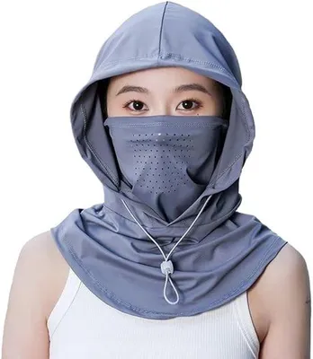 Produktbild von Schutzmütze für Frauen mit Nackenschutz und Gesichtsschutz, geeignet für Fahrradfahren, Reisen und Outdoor-Aktivitäten - dunkelgrau