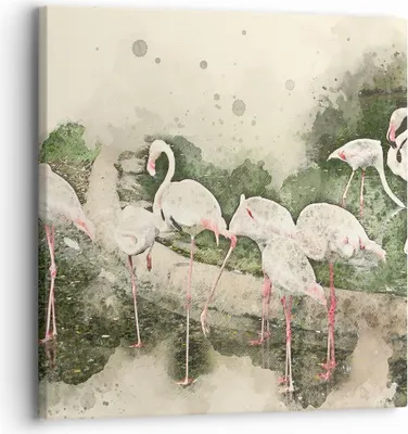 Produktbild von Bild auf Leinwand - Leinwandbild - Flamingo Vogel Wasser - 30x30cm - Wand Bild - Wanddeko - Leinwanddruck - Bilder - Kunstdruck - Wanddekoration - Leinwand bilder - Wandkunst - AC30x30-3462