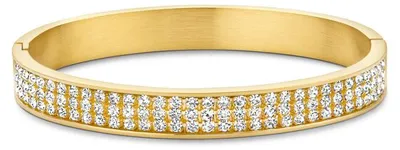 Produktbild von CO88 Collection 8CB-91085 Stahlarmband – Damen – Armreif – Kristall – 3-reihig – 8 mm breit – 58 x 51 mm – Stahl – Goldfarben