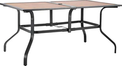 Zdjęcie produktu dla SucceBuy stół na patio stół ogrodowy stół balkonowy (1505 x 960 x 725 mm) wykonany ze stali węglowej i płyty DPC, stół jadalniany na patio, taras, ogród lub werandę, wodoodporny, z otworem na parasol 35 mm, nośność do 68,04 kg