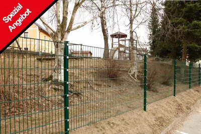 Produktbild von Gartenzaun Set 10 lfm, Farbe: grün, Höhe: 143 cm, Doppelstabmatten 6/5/6 Aktion