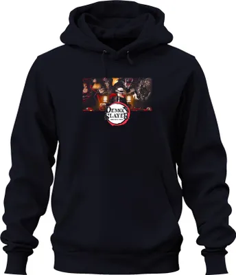 Produktbild von Demon Slayer Kimetsu no Yaiba Anime Muzan Dämon Cosplay Geschenk Uni Hoodie Kapuzenpullover, Navy, XXL
