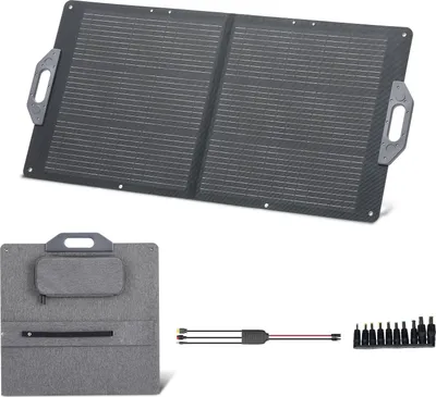 Immagine prodotto di SucceBuy Pannello solare pieghevole 100 W, caricatore solare portatile con efficienza del 24%, pannello solare monocristallino con uscita MC4, connettori USB-A, Type-C e DC,  IP65, ideale per stazioni di alimentazione, campeggio ed escursioni