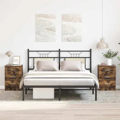 Obrázek produktu pro vidaXL Noční stolky 2 ks. Kouřový dub 38x35x56 cm výrobek ze surového dřeva