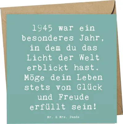 Produktbild von Mr. & Mrs. Panda Grußkarte Spruch 1945 Geburtstag - Meeresbrise - Geschenk, doppelkarte, liebevolle Geschenke, Klappkarte, wertvoll, Geburtstagsgeschenk, Erinnerungen