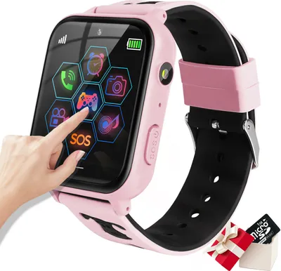Obrázek produktu pro Dětské herní chytré hodinky, hudební přehrávač, chytré hodinky, svítilny, 10 vzdělávacích her [s 1 GB micro SD kartou], sportovní náramkové hodinky pro děti od 3 do 14 let, dárek pro chlapce a dívky, růžová barva
