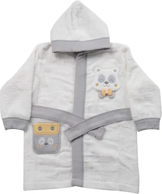 3-teiliges Bademantelset für Kinder und Babys - Baumwollbademantel, Handtuch und Hausschuhe für 0-24 Monate