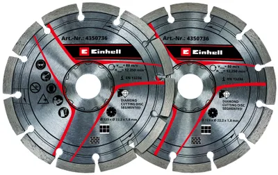 Two diamond cutting discs for masonry work.