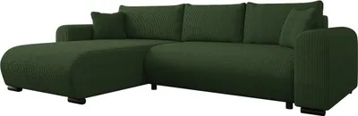 Produktbild von MIRJAN24 Ecksofa Merkos Cord, Wohnzimmer L-Form mit Bettkasten und Schlaffunktion, Holzkonstruktion, Seite universal (Farbe: Poso 14)