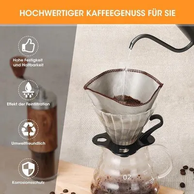 Productafbeelding van Famanu koffiefilter, roestvrij staal, maat 4 - geschikt voor 8-12 kopjes