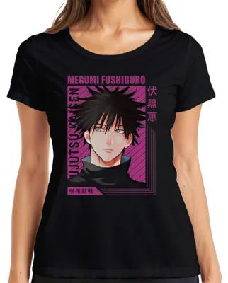Imagen del producto de Camiseta retro para mujer, diseño de anime Jujutsu Kaisen, personaje Megumi Fushiguro, estilo manga, color , talla S