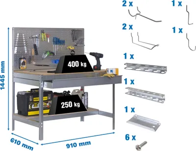 Produktbild von Simonrack Werkbank-Set SIMONWORK BT2 BOX grau 1 Schublade 91,0 x 61,0 x 144,5 cm