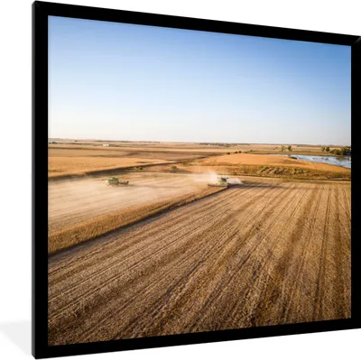 Produktbild von MuchoWow® Gerahmtes Poster Feld - Bauernhof - Traktor - Landwirt - Landleben 40x40 cm - Poster mit Schwarzem Bilderrahmen Wandposter Rahmen Foto Bilder - Mit Rahmen - Wanddekoration Schlafzimmer