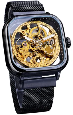 Produktbild von Automatische mechanische Uhr mit skelettiertem Zifferblatt in Gold