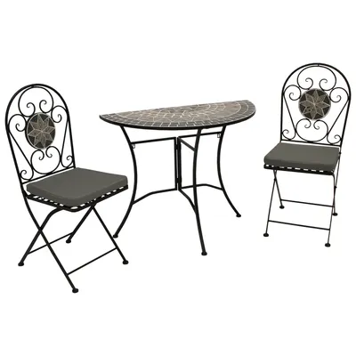 Produktbild von Bistroset Gartenset 3-teilig Eisen halbrund + Mosaik grau