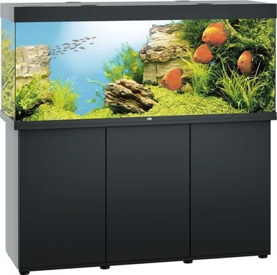 Produktbild von Aquariumkombination JUWEL Rio 450 SBX mit LED-Beleuchtung, Heizer, Filter und Unterschrank schwarz