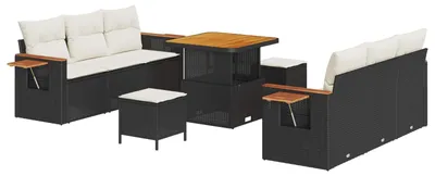 Immagine prodotto di vidaXL Set di divani da giardino 9 pezzi in polirattan nero