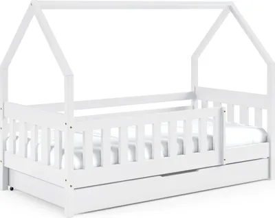 Produktbild von FURNLUX Hausbett Lena Weiss 80x190cm / Hauptfarbe: Weiß / Abmessungen: 86 x 125 x 198 cm