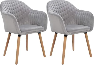 Image de Ensemble de 2 chaises de salle à manger en velours | Gris clair | 40x40x81 cm