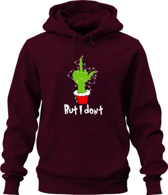 Obrázek produktu pro Christmas Cactus But I don't cheeky sarcastic funny gift uni mikina s kapucí, Burgundy, M