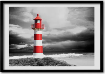 Produktbild von Bild - Bilderrahmen - 100 cm x 70 cm - MDF - Rahmen - Foto - Wandkunst Leuchtturm
