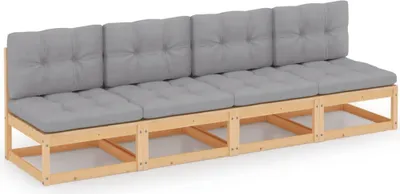 Produktbild von 4-Sitzer-Gartensofa mit Kissen Kiefer Massivholz