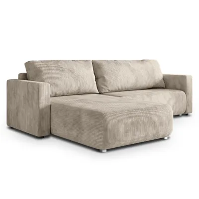 Produktbild von Masseno Ecksofa TURIN P mit Schlaffunktion L-Form, Sofa mit Bettkasten, Wohnzimmersofa, Couch, Soffa, Bettsofa, Couchgarnitur- Creme, POSO 100