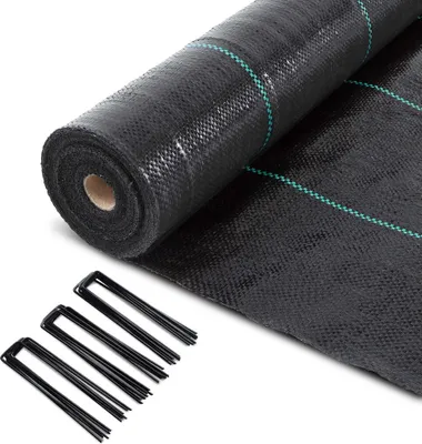 Obrázok produktu pre VOUNOT® protiplevelová textília 2x50 m so 100 zemnými kotvami, záhradná textília priepustná pre vodu, 100 g/m²