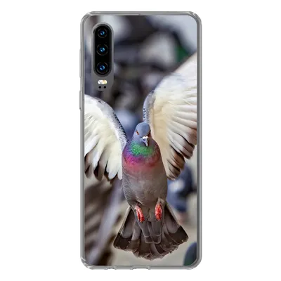 Produktbild von MuchoWow® Handyhülle Schutzhülle Hülle für Huawei P30 Nahaufnahme einer fliegenden Taube Silikon Softcase Handy Hülle - Kartenbesitzer