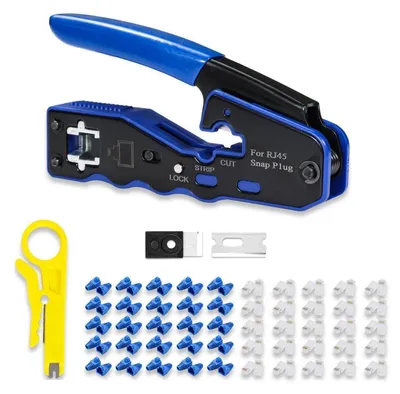 Immagine prodotto di Set di pinze per crimpare connettori RJ45, completo di spelacavi, e 50 connettori CAT6