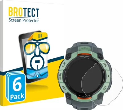 Produktbild von 6x Für Garmin Instinct 3 AMOLED (50 mm) Schutzfolie BROTECT Displayschutz Display Schutz Folie Klar Transparent