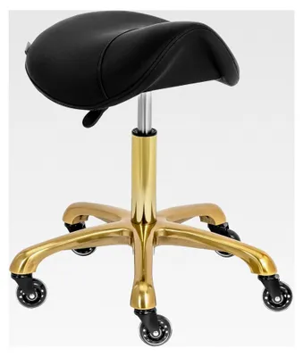 Produktbild von Ergonomischer Sattelhocker 57-75 cm Sitzhöhe 150 kg schwarz/golden