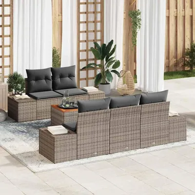 Imagen del producto de Maison Exclusive - Juego de 6 sillones de jardín con espacio de almacenamiento, color gris, fabricados en polirratán