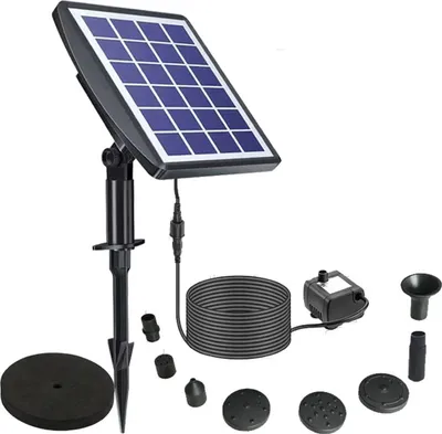 Produktbild von Solarbrunnen 1 Stück, Gartenbrunnen Mit 8 Düsen, Solar-Teichpumpe 6 V/2 W Für Kleine Teiche Und Gartendekoration