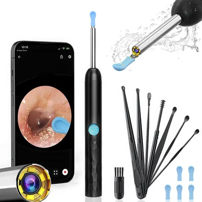 Produktbild von Ohrreiniger mit Kamera 1080P HD, WLAN Ohrkamera, LED Licht, App Steuerung, USB-C wiederaufladbar, 6 Silikon Ohrlöffel Set, IP67 wasserdicht