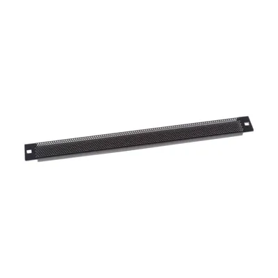 Produktbild von 19" perforierte Blindplatte 1HE schwarz mit Kunststoffstöpsel