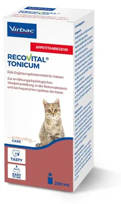 Produktbild von RecoVital Tonicum Katze 280ml in der Reconvaleszenz und hepatischer Lipidose