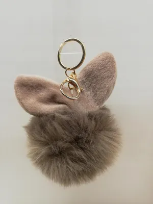 Produktbild von Schlüsselanhänger Pelzpompom Hasenohren Beige Für Auto