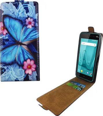 Produktbild von Handyhülle Tasche Flip für Wiko Lenny 4 Blauer Schmetterling