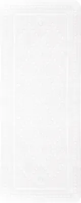 A white bath mat with a diamond pattern.