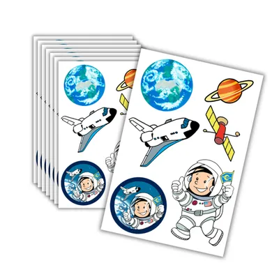 Produktbild von 8er Set Kindertattoos Astronaut - Mitgebsel für den Weltraum Kindergeburtstag