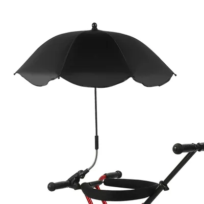 Zdjęcie produktu dla Parasol na krzesło z zaciskiem Przenośny parasol do wózka dziecięcego na patio Czarny