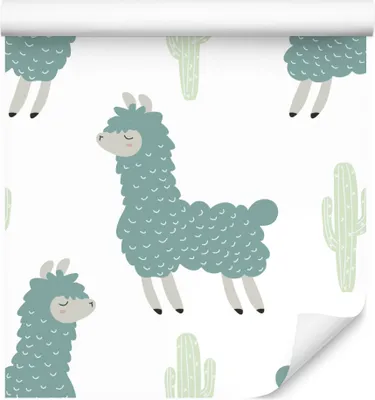 Produktbild von 10m VLIES TAPETE Rolle Kinderzimmer Wildtiere Frühliche Lamas Kakteen XXL