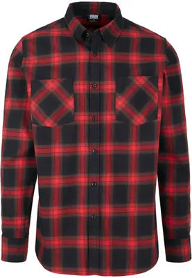 Zdjęcie produktu dla Urban Classics - CHECKED FLANELL Hemd schwarz / rot - XXL