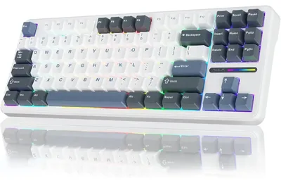 Productafbeelding van Mechanisch gaming-toetsenbord F87 Pro - 87 toetsen - 2,4 GHz/Bluetooth/USB-C - RGB-verlichting - PBT-toetsen - Gasket mount - Blauw